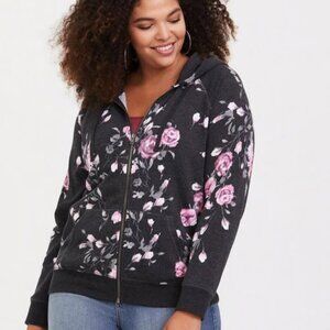 Torrid floral zip up hoodie
